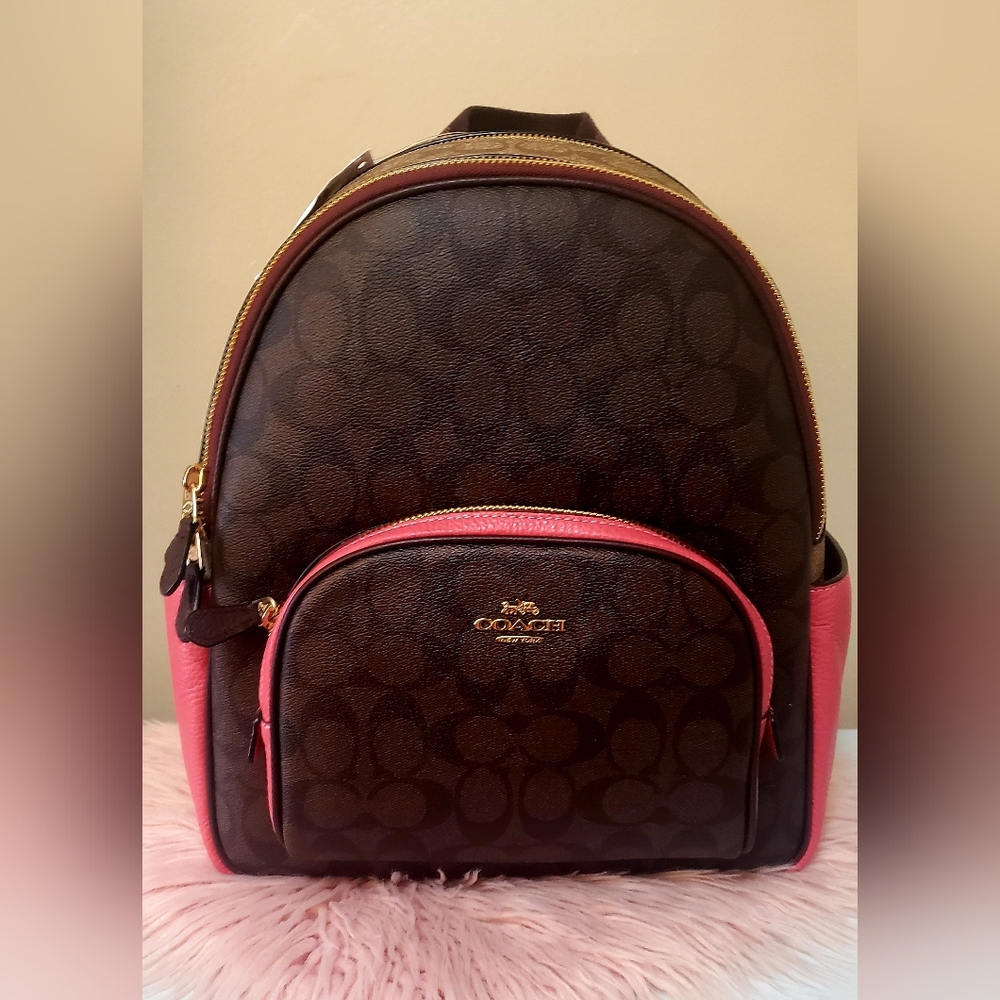 Coach Court Backpack Bag In Blocked Signature Canvas